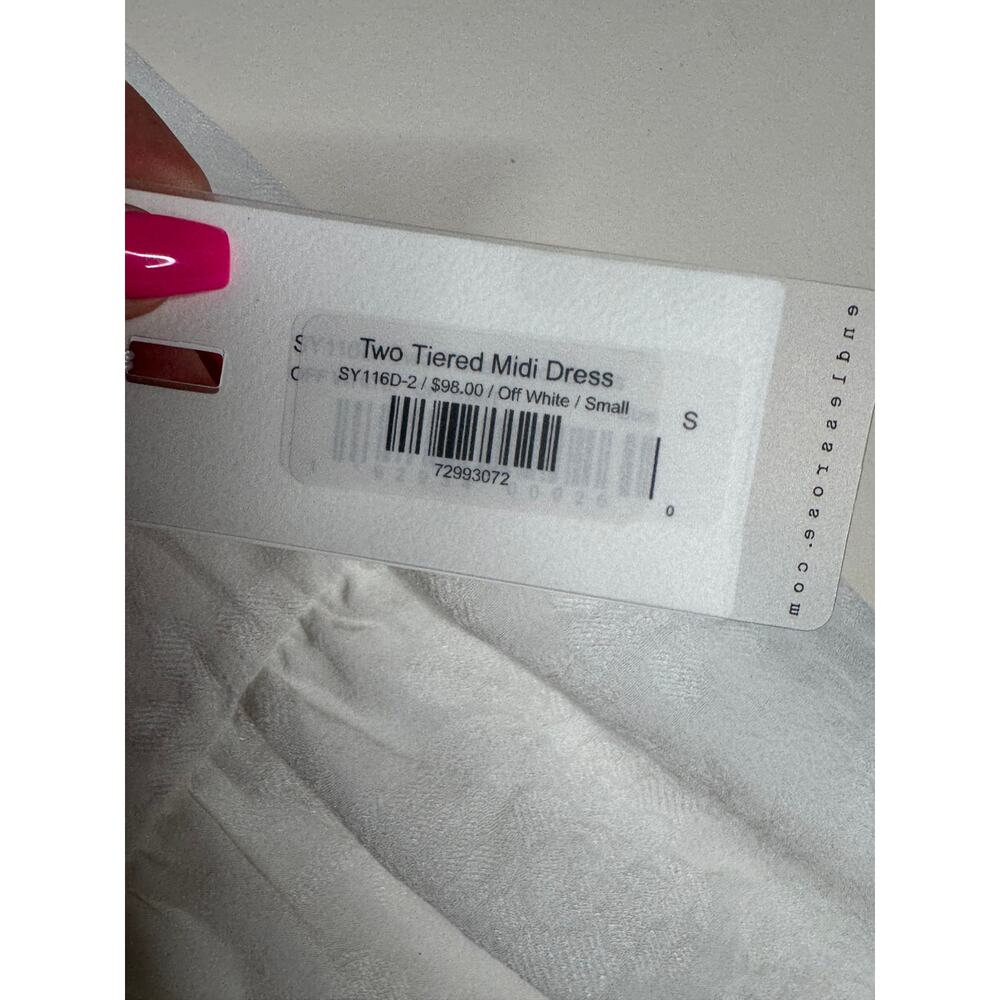 Endless Rose NWT Two Tiered Midi Dress Off White Small Bridal Shower - Picture 4 of 4